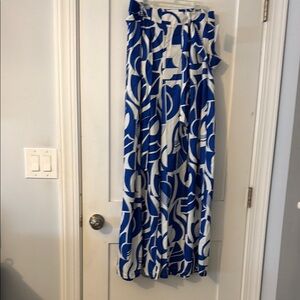 Versona Blue and White Abstract Maxi Skirt NWT